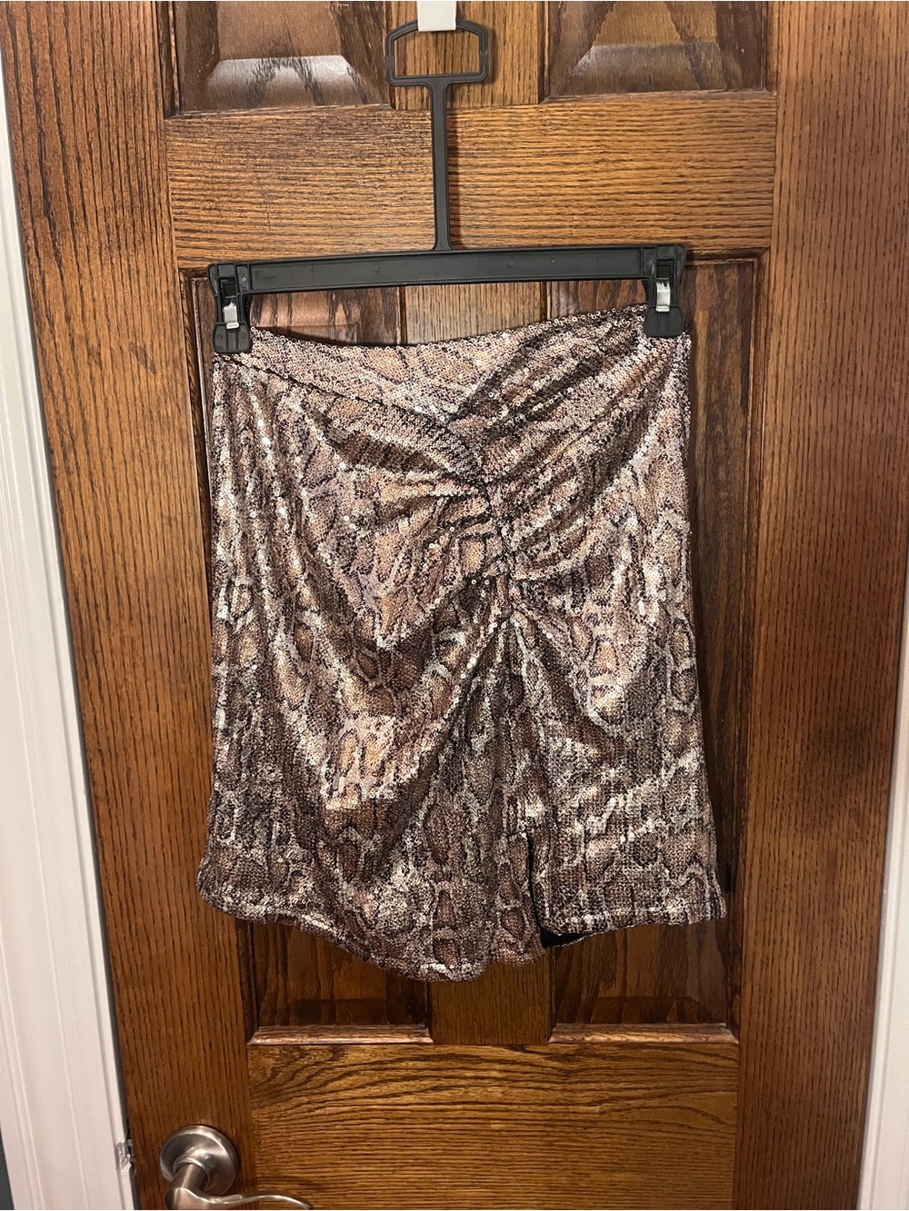 Zara Brown and Beige Animal-Print Skirt